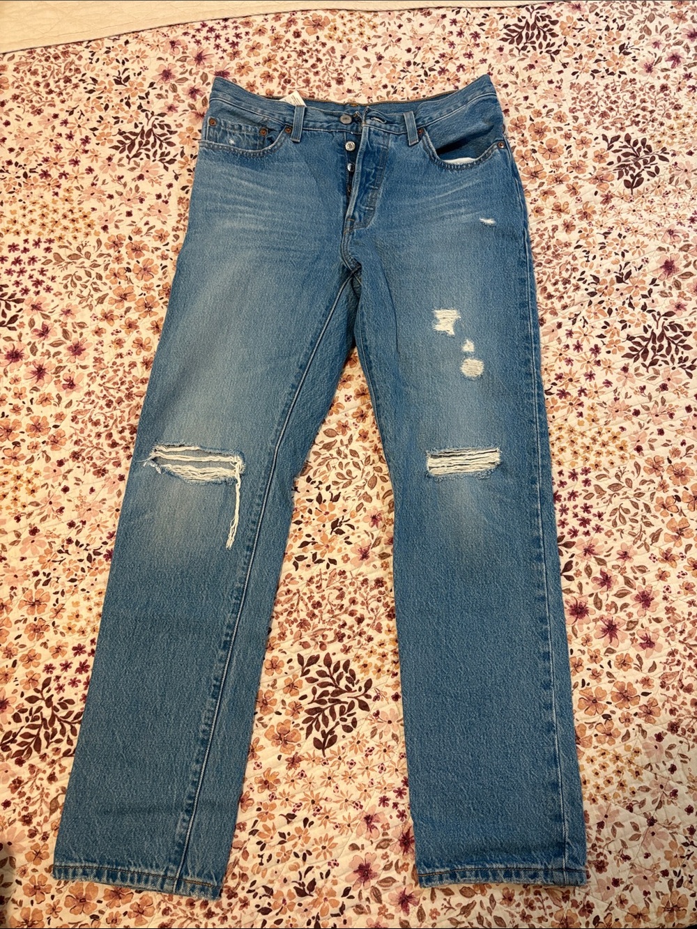 Classic Distressed Men's Blue Jeans